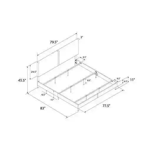 DHP Janford Upholstered Bed with Chic Design - Grey Linen