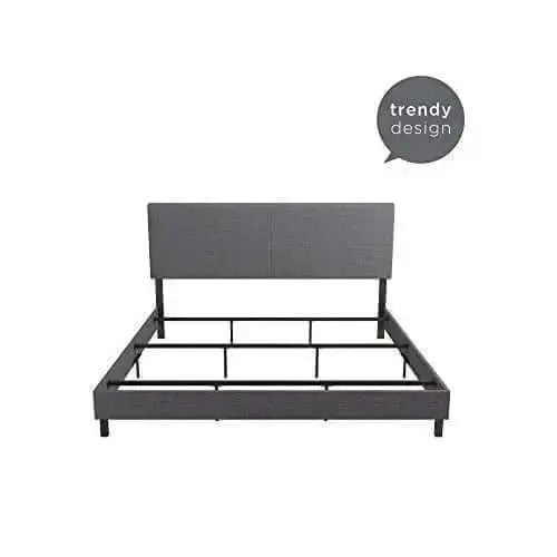 DHP Janford Upholstered Bed with Chic Design - Grey Linen