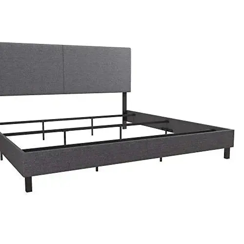 DHP Janford Upholstered Bed with Chic Design - Grey Linen