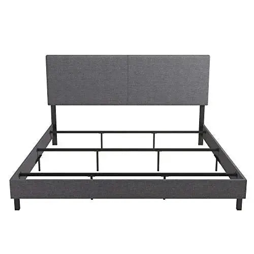 DHP Janford Upholstered Bed with Chic Design - Grey Linen