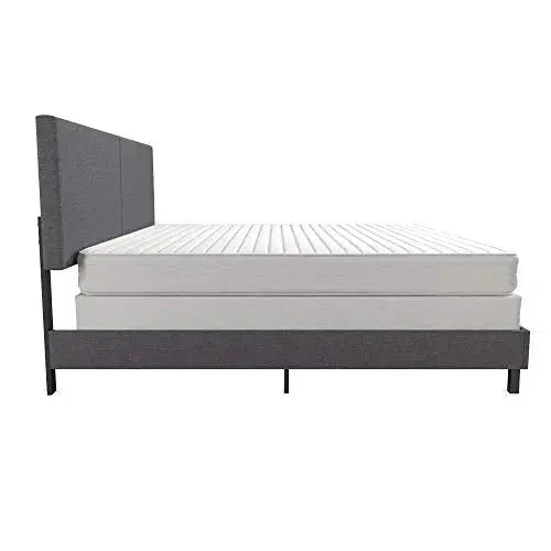 DHP Janford Upholstered Bed with Chic Design - Grey Linen