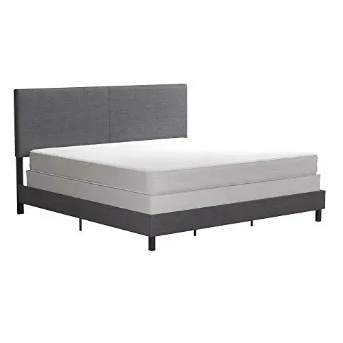 DHP Janford Upholstered Bed with Chic Design - Grey Linen