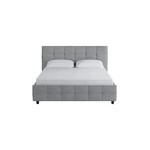 DHP Rose Linen Tufted Upholstered Platform Bed - Gray Linen