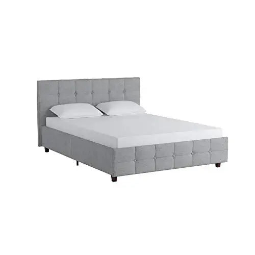 DHP Rose Linen Tufted Upholstered Platform Bed - Gray Linen