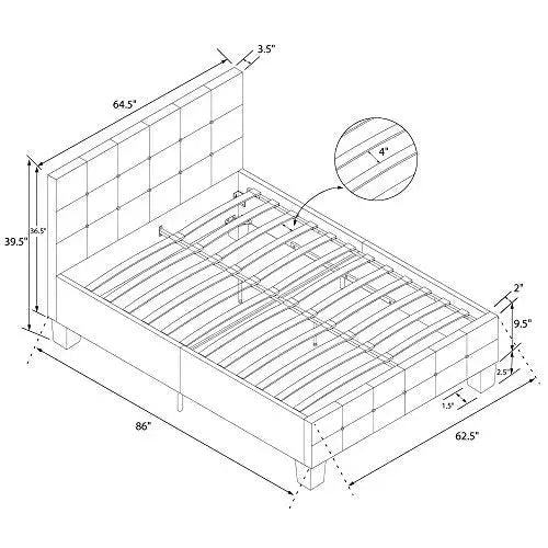 DHP Rose Linen Tufted Upholstered Platform Bed - Gray Linen