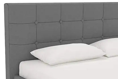 DHP Rose Linen Tufted Upholstered Platform Bed - Gray Linen