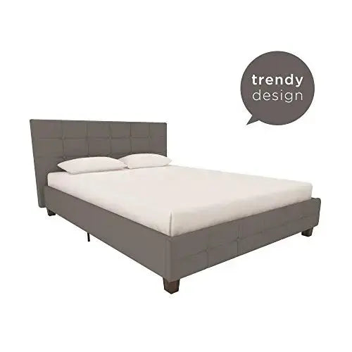 DHP Rose Linen Tufted Upholstered Platform Bed - Gray Linen