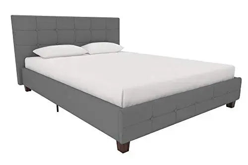 DHP Rose Linen Tufted Upholstered Platform Bed - Gray Linen