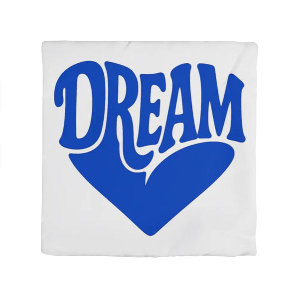 DREAM Throw Pillow Cover, Motivational Home Decor - White/Blue