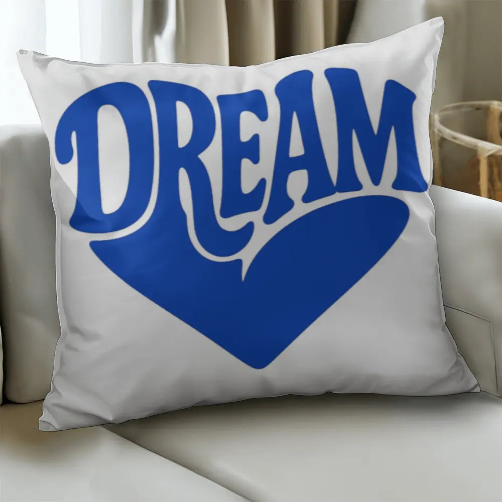 DREAM Throw Pillow Cover, Motivational Home Decor - White Blue 