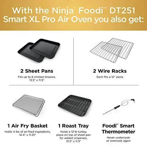 DT251 Ninja Foodi Air Fryer Oven, 10-in-1 Smart XL - Stainless Steel Finish
