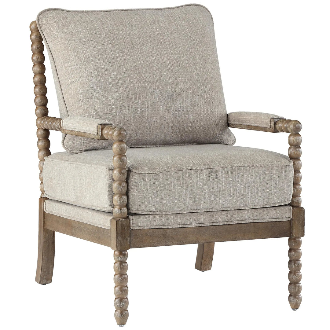 DUHOME Linen Fabric Spindle Accent Chairs, Set of 2, Spool Chair with Armrest