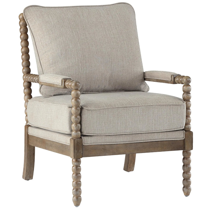 DUHOME Linen Fabric Spindle Accent Chairs, Set of 2, Spool Chair with Armrest
