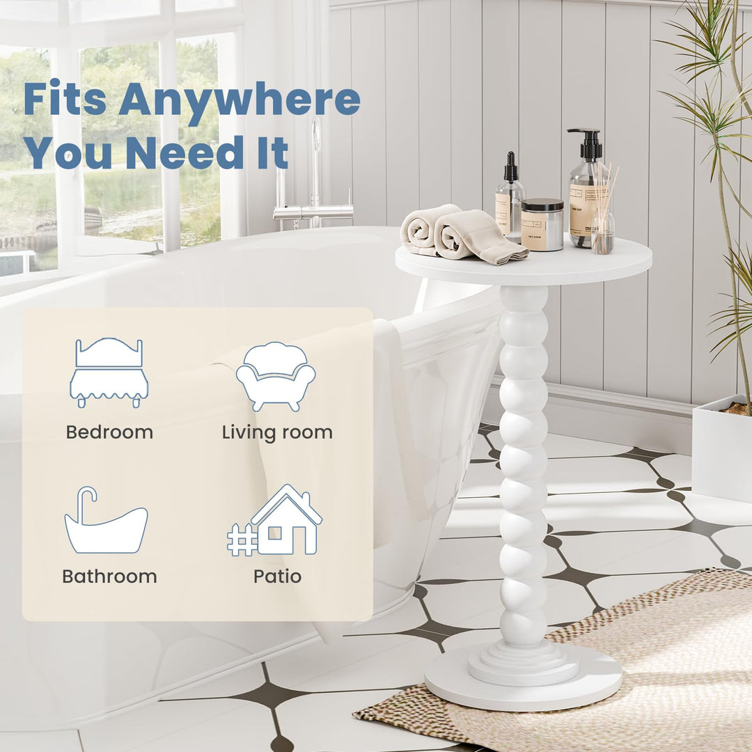 DUMOS Round Side Table, End Table, Nightstand for Bedroom Living Room 2Pack 