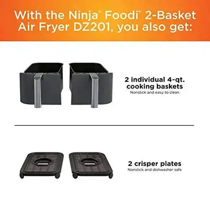 DZ201 NINJA Foodi 2-Basket 6-in-1 Air Fryer with DualZone Technology - Grey