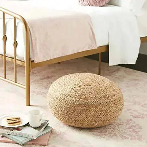 Décor Therapy Jute Modern Pouf - Natural Rattan