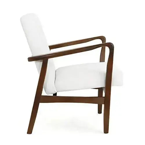 Conrad Faux Leather Club Chair, Wood Frame - White/Dark Espresso