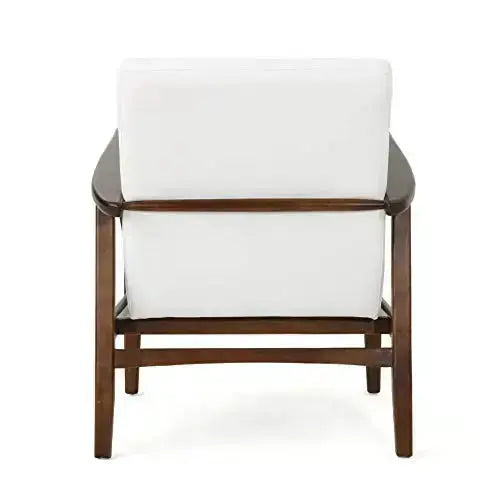 Conrad Faux Leather Club Chair, Wood Frame - White/Dark Espresso