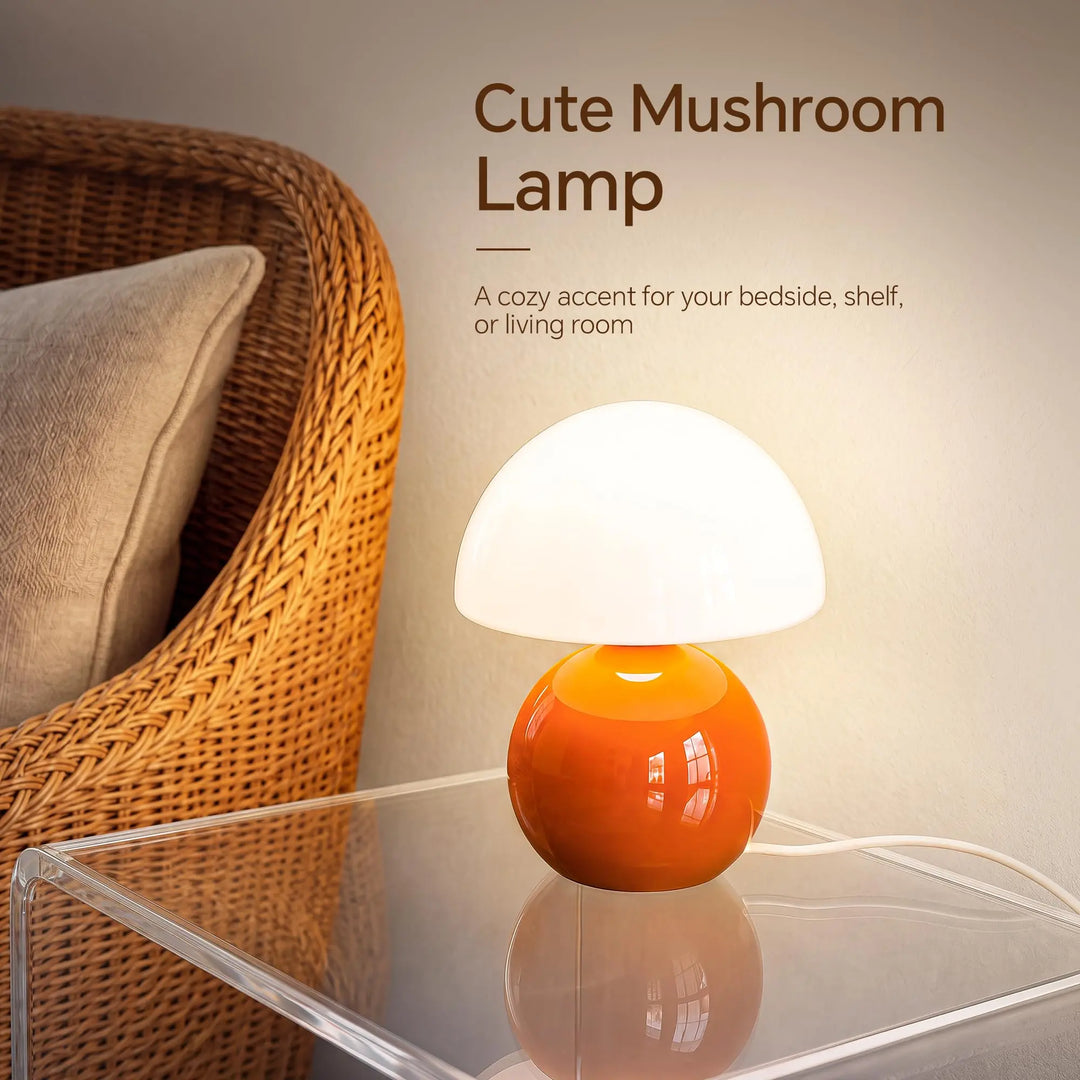 Dawnwake Mushroom Lamp Table Lamp for Bedroom-Small Desk Table Lamps,Orange