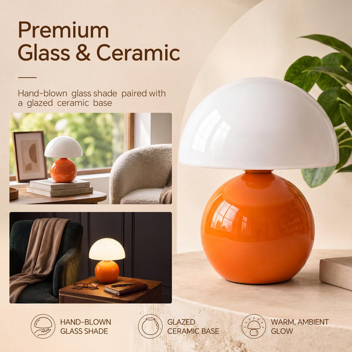 Dawnwake Mushroom Lamp Table Lamp for Bedroom-Small Desk Table Lamps,Orange 