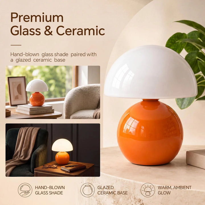 Dawnwake Mushroom Lamp Table Lamp for Bedroom-Small Desk Table Lamps,Orange
