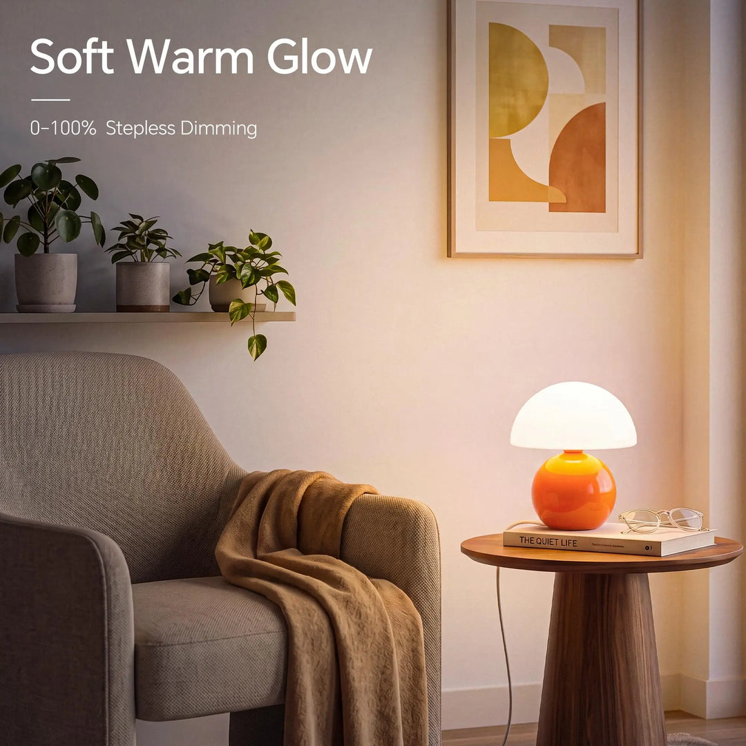 Dawnwake Mushroom Lamp Table Lamp for Bedroom-Small Desk Table Lamps,Orange