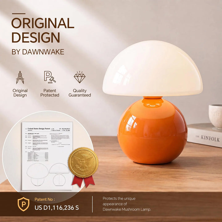 Dawnwake Mushroom Lamp Table Lamp for Bedroom-Small Desk Table Lamps,Orange