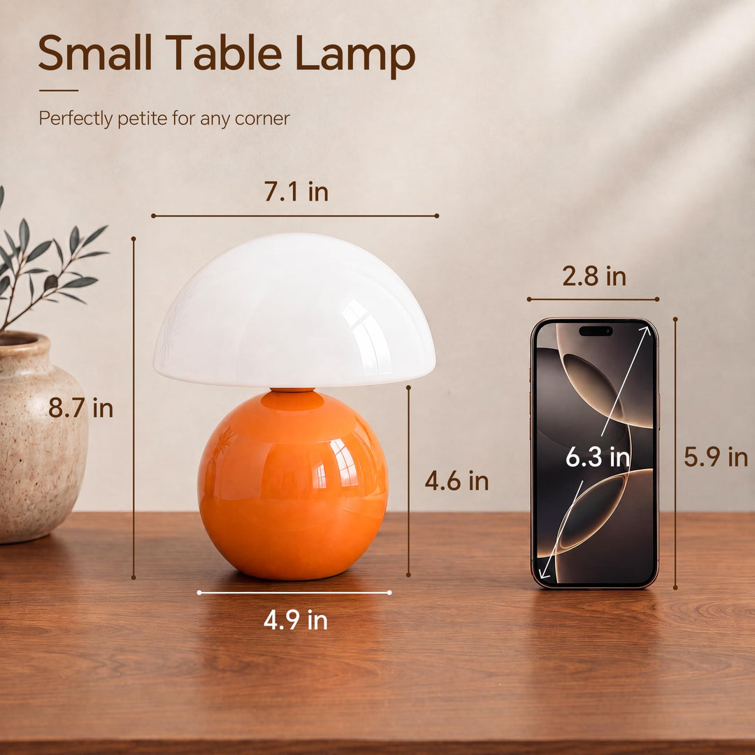 Dawnwake Mushroom Lamp Table Lamp for Bedroom-Small Desk Table Lamps,Orange 