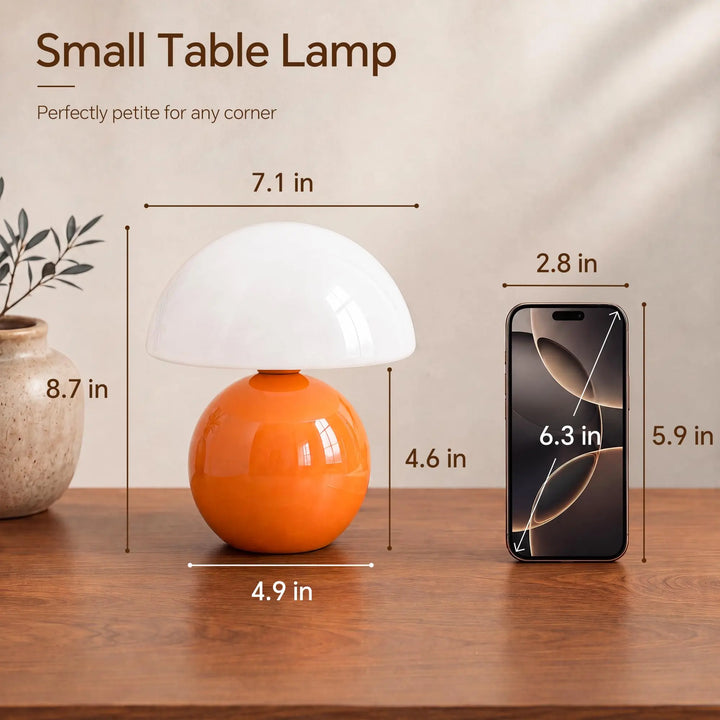 Dawnwake Mushroom Lamp Table Lamp for Bedroom-Small Desk Table Lamps,Orange