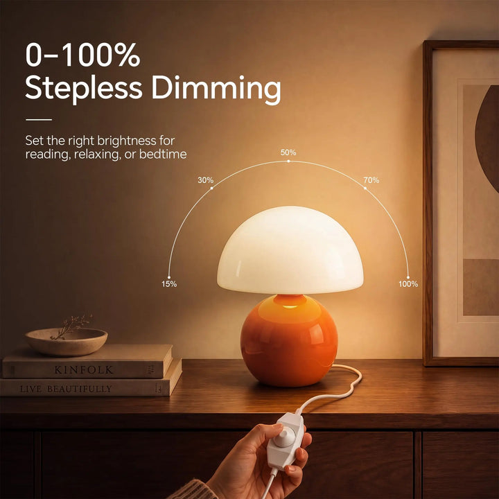 Dawnwake Mushroom Lamp Table Lamp for Bedroom-Small Desk Table Lamps,Orange