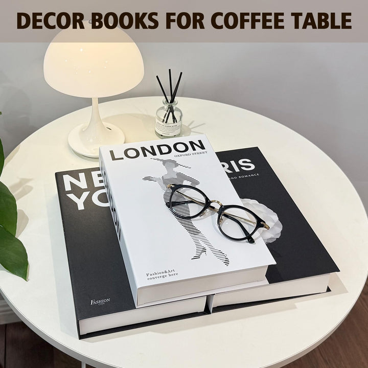 Decorative Books Set of 3, Faux Coffee Table Books for Home Decor 