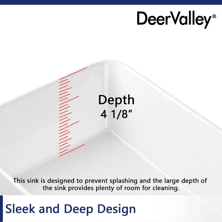 DeerValley Bathroom Vessel Sink White 16"x12" Rectangle Basin DV-1V0048 