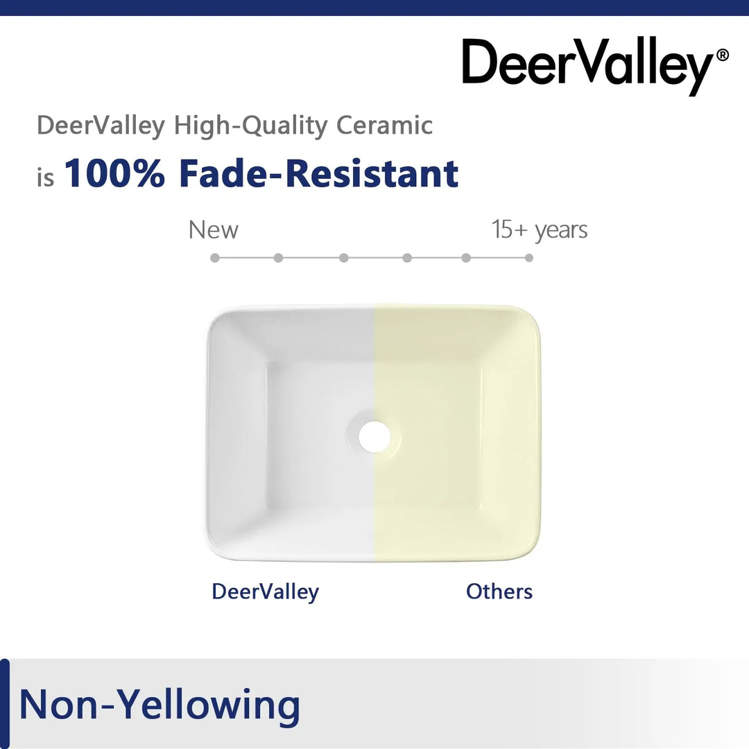 DeerValley Bathroom Vessel Sink White 16"x12" Rectangle Basin DV-1V0048 