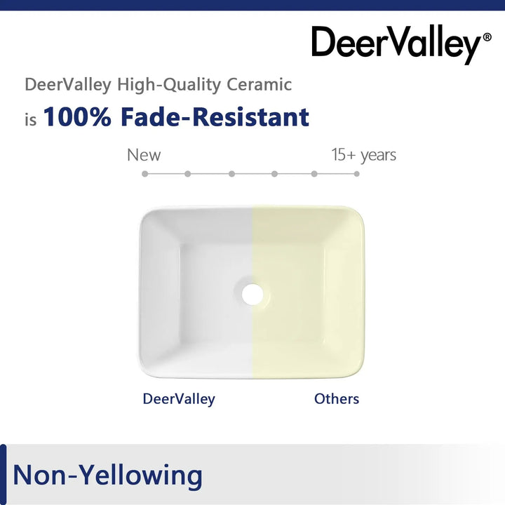 DeerValley Bathroom Vessel Sink White 16"x12" Rectangle Basin DV-1V0048 