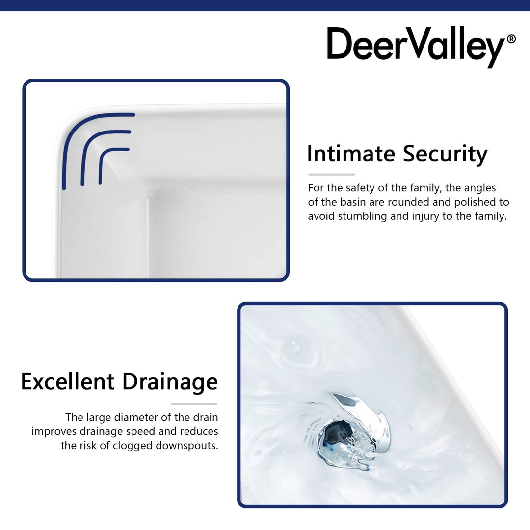 DeerValley Bathroom Vessel Sink White 16"x12" Rectangle Basin DV-1V0048 