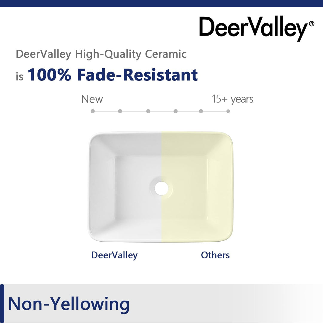 DeerValley Bathroom Vessel Sink White 16"x12" Rectangle Basin DV-1V0048 
