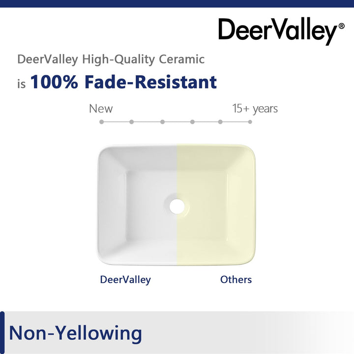 DeerValley Bathroom Vessel Sink White 16"x12" Rectangle Basin DV-1V0048 