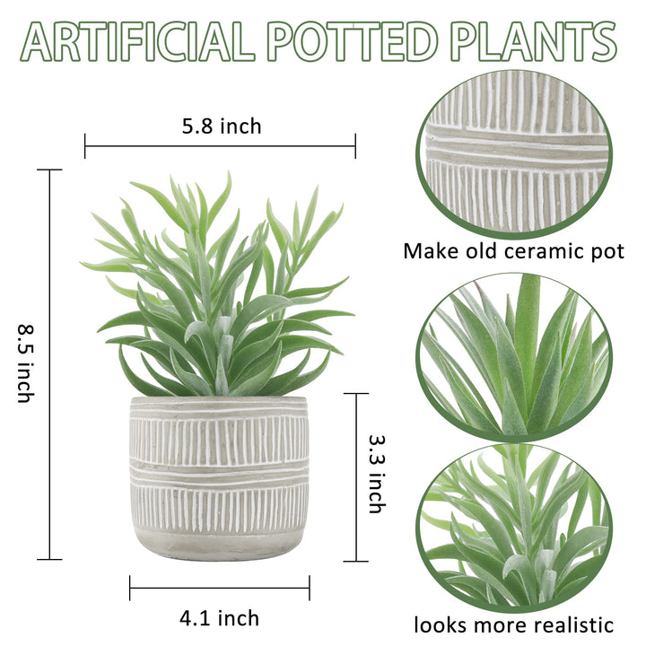 Der Rose 2 Pack 8.5" Fake Succulents Plants in Ceramic Pots for Boho Decor 