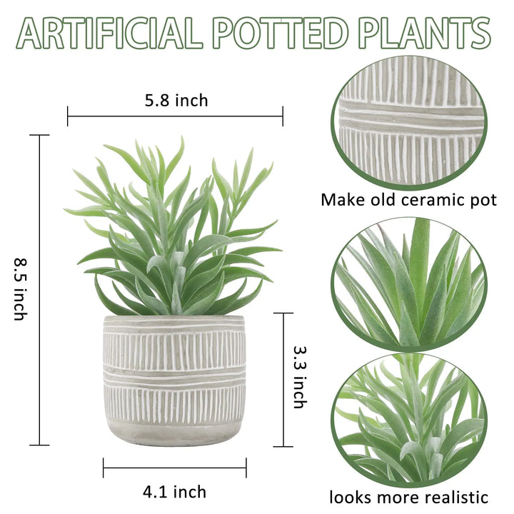 Der Rose 2 Pack 8.5" Fake Succulents Plants in Ceramic Pots for Boho Decor 