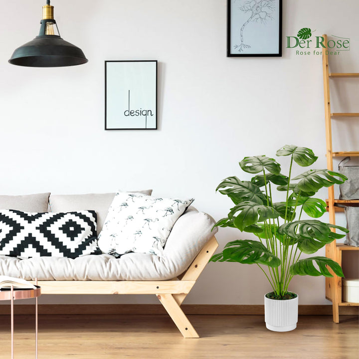 Der Rose 28" Fake Plants, Artificial Monstera Plants Indoor in White Pot 