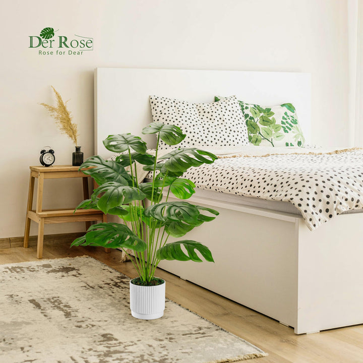 Der Rose 28" Fake Plants, Artificial Monstera Plants Indoor in White Pot 