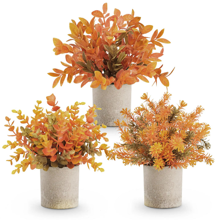 Der Rose 3 Pack Fake Plants, Warm Orange Faux Plants for Fall Table Decor