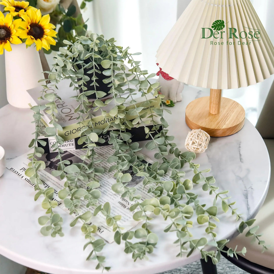 Der Rose Fake Eucalyptus Hanging Plant for Boho Bathroom Wall Art Decor