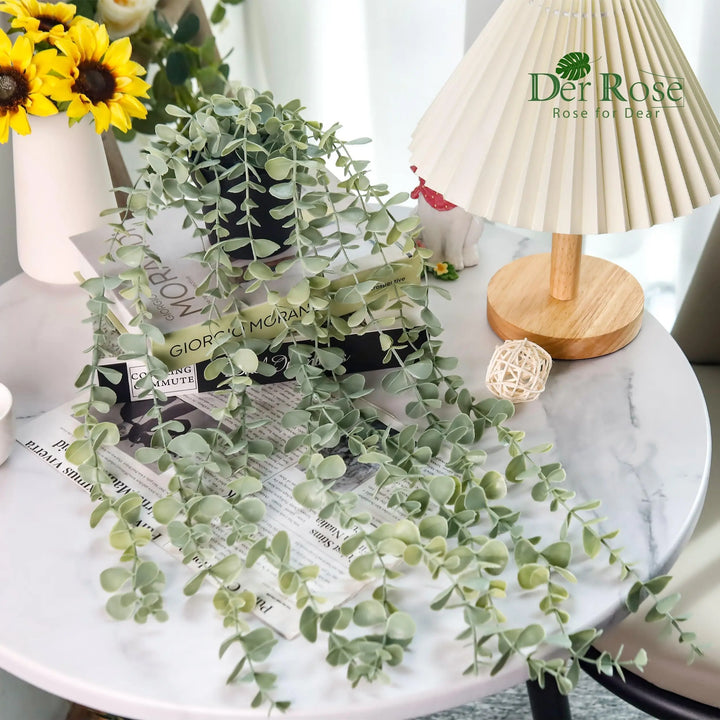 Der Rose Fake Eucalyptus Hanging Plant for Boho Bathroom Wall Art Decor