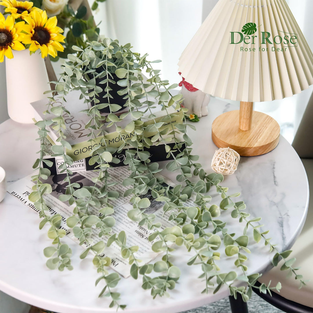 Der Rose Fake Eucalyptus Hanging Plant for Boho Bathroom Wall Art Decor 