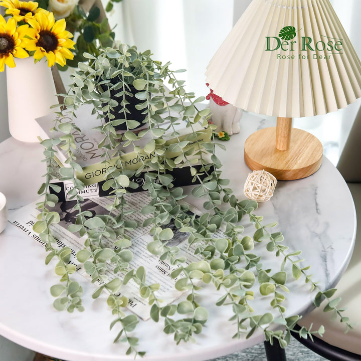 Der Rose Fake Eucalyptus Hanging Plant for Boho Bathroom Wall Art Decor 