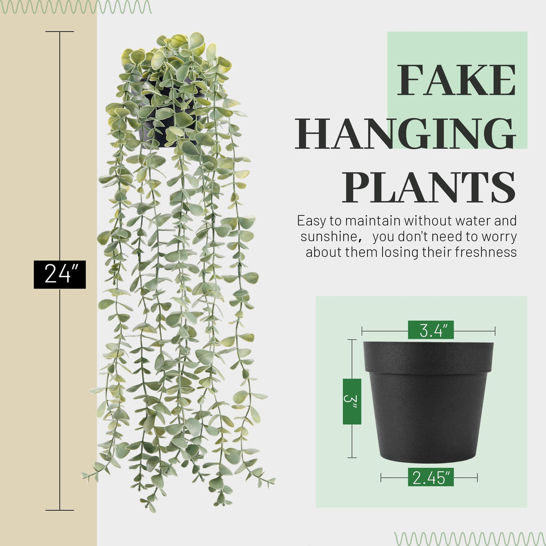 Der Rose Fake Eucalyptus Hanging Plant for Boho Bathroom Wall Art Decor 