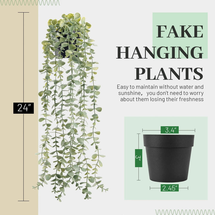 Der Rose Fake Eucalyptus Hanging Plant for Boho Bathroom Wall Art Decor