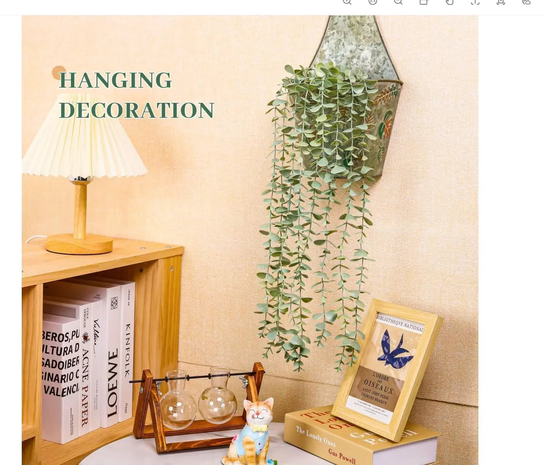 Der Rose Fake Eucalyptus Hanging Plant for Boho Bathroom Wall Art Decor