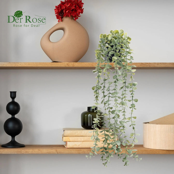 Der Rose Fake Eucalyptus Hanging Plant for Boho Bathroom Wall Art Decor